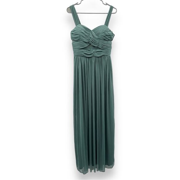 Birdy Grey Elsye Sleeveless Pleated Cut Out Mesh Bridesmaid Dress in Sea Glass - Picture 2 of 13
